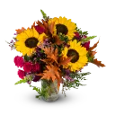 podzimní kytice se slunečnicemi